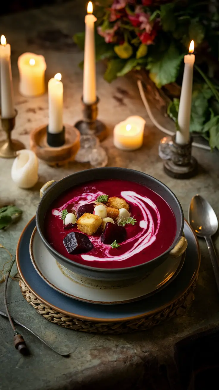 High-angle Shot of Beet Soup