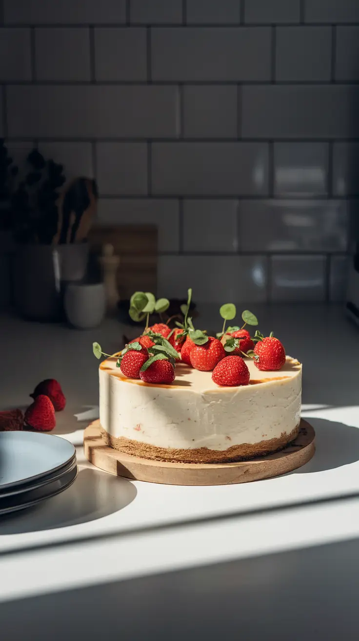 Polish Cheesecake in a Modern Kitchen Setting