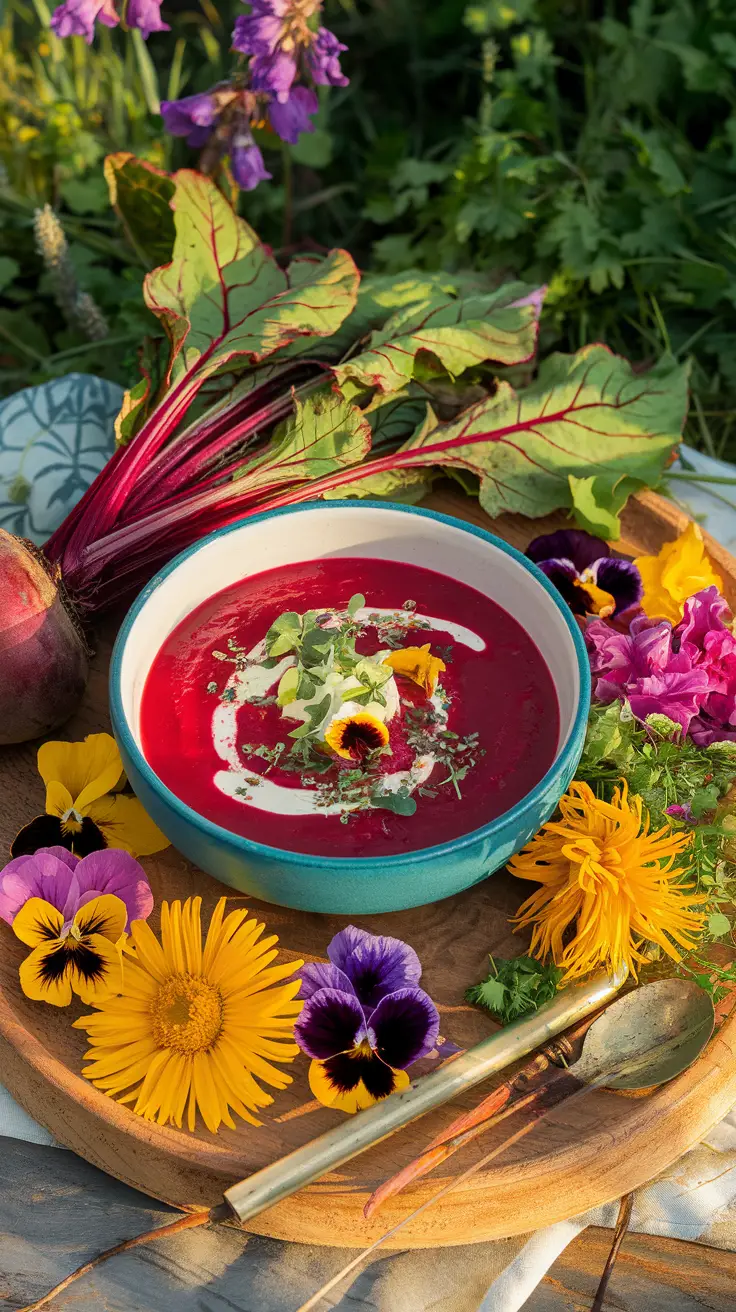 Entire Beet Soup in a Natural Setting