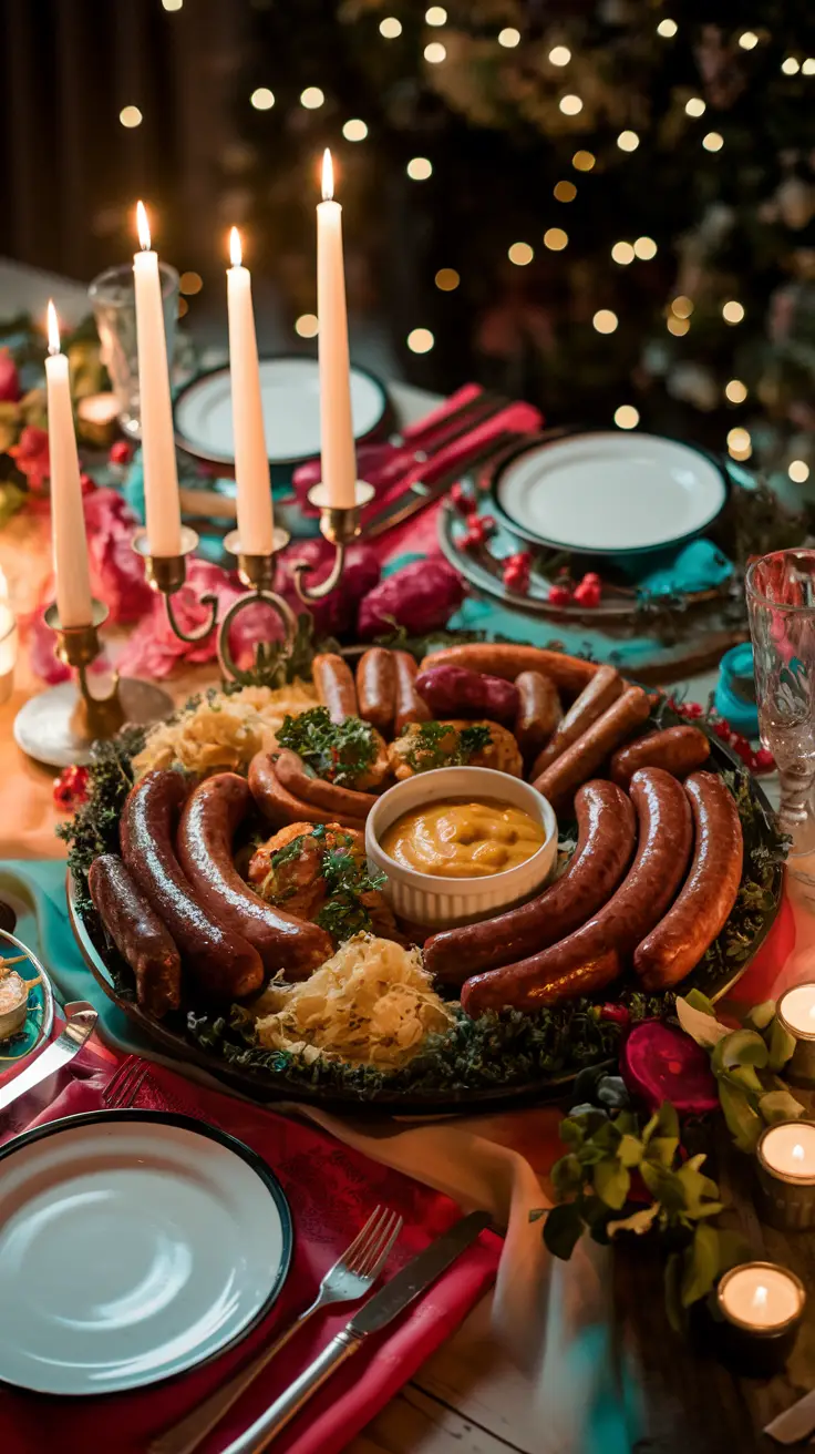 Entire Polish Sausage Platter on a Festive Table