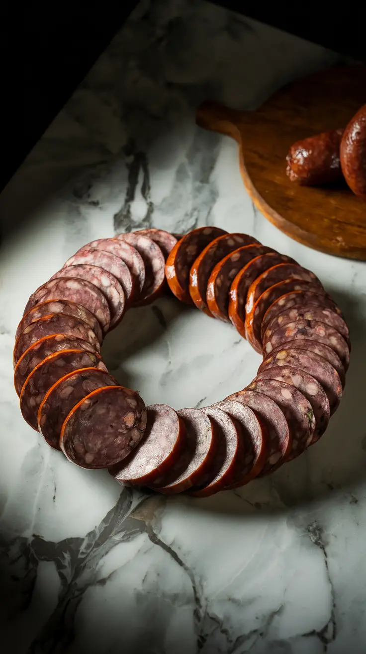 Artistic Arrangement of Polish Sausage Slices