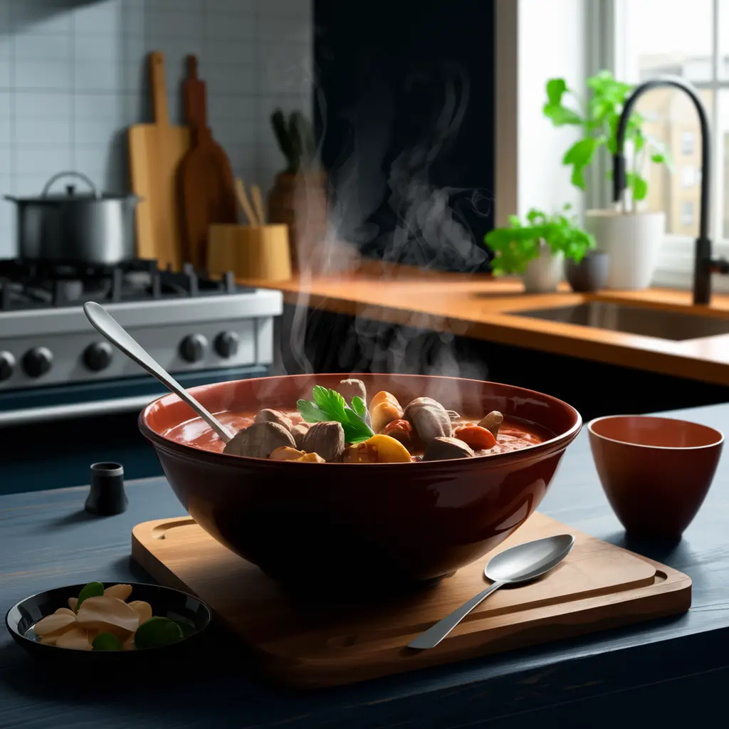 Entire Hunter's Stew in a Modern Kitchen