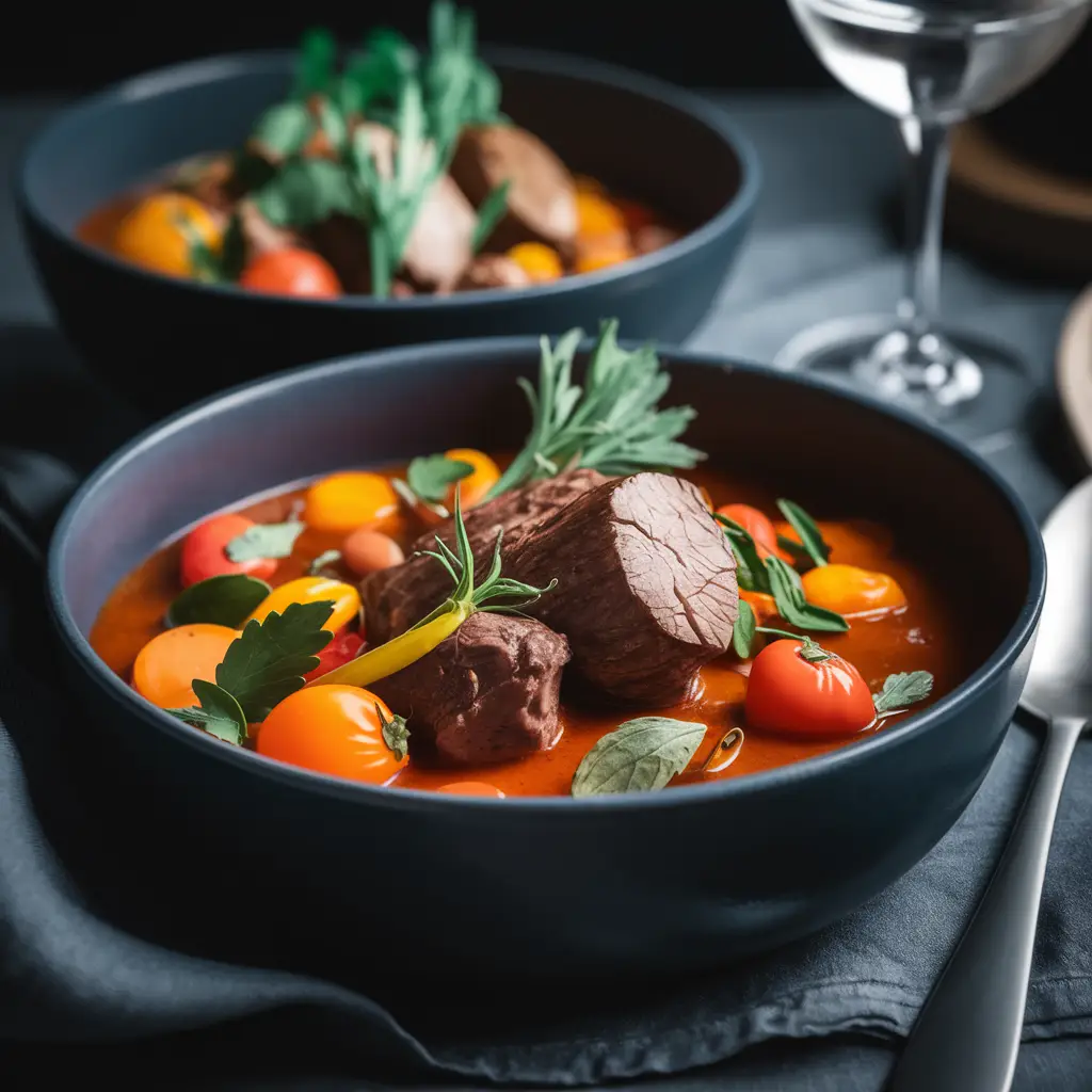 Close-Up of Dish Ingredients in Dramatic Lighting